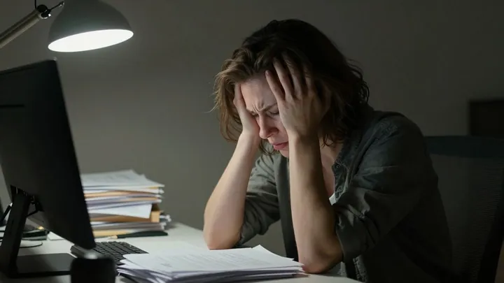 Pessoa estressada com cortisol alto