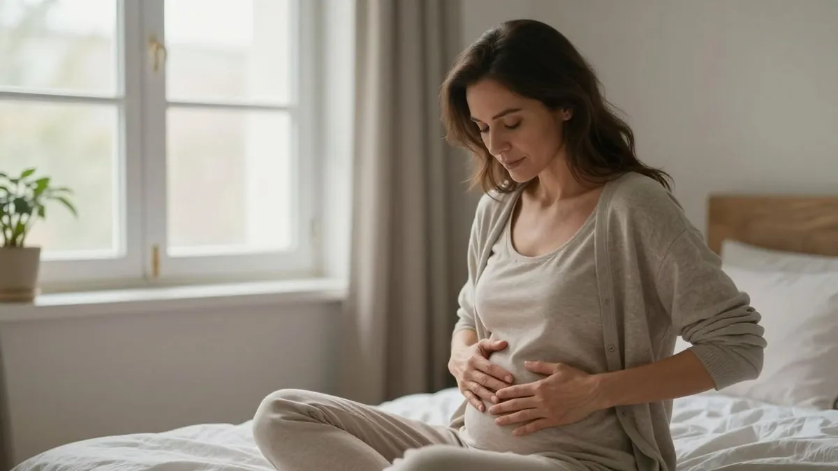 Mulher observando mudanças do próprio corpo