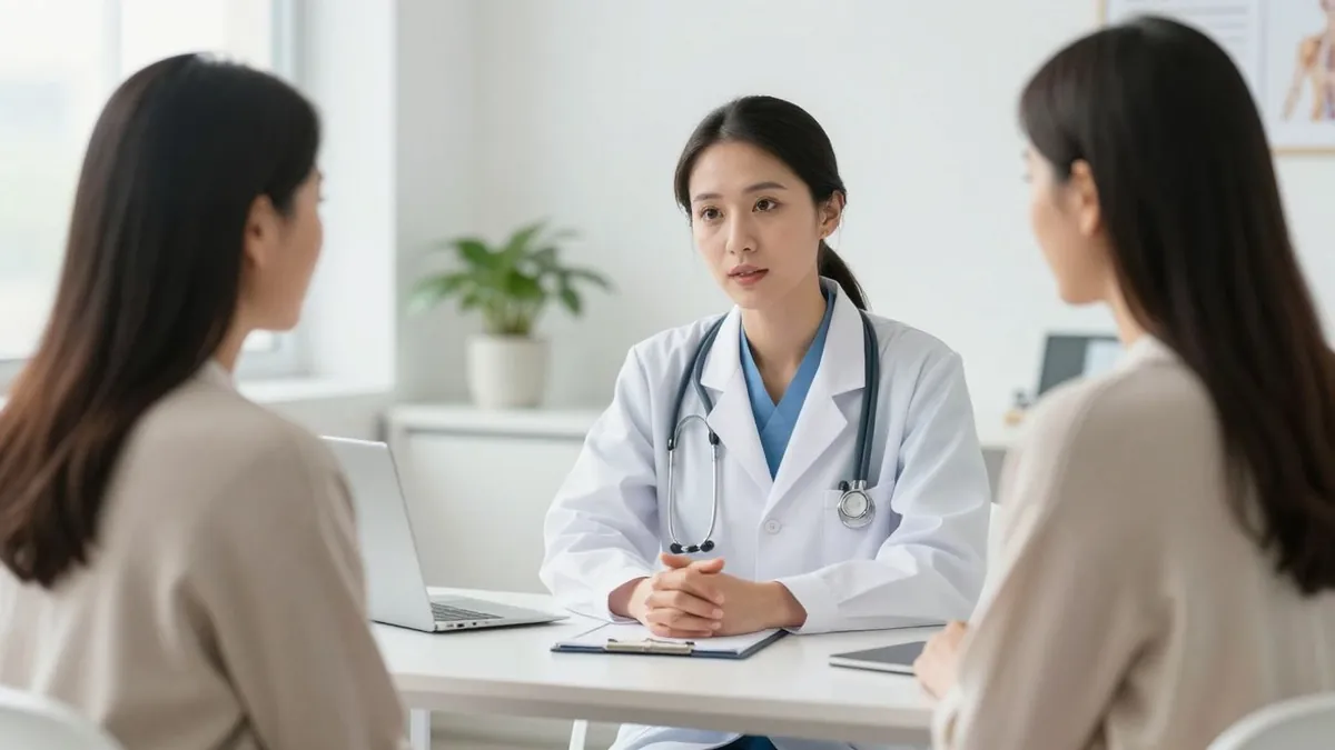 Consulta médica com conversa acolhedora